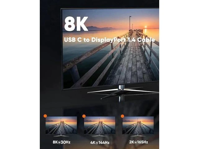 Alt view image 14 of 14 - 8K USB C to DisplayPort 1.4 Adapter, 40Gbps USB Type-C to DP Converter Supports 8K@60Hz, 4K@144Hz HDR, Thunderbolt 4/3 USB4 Compatible for Valve Index, Oculus Rift S, MacBook, iPhone 15, Dell XPS
