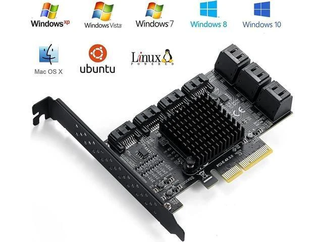 Alt view image 13 of 14 - PCIe SATA Controller Card 10 Port with 10 SATA Cables and Low Profile Bracket - 6Gbps SATA 3.0 PCIe Card,Support 10 Port SATA 3.0 Devices