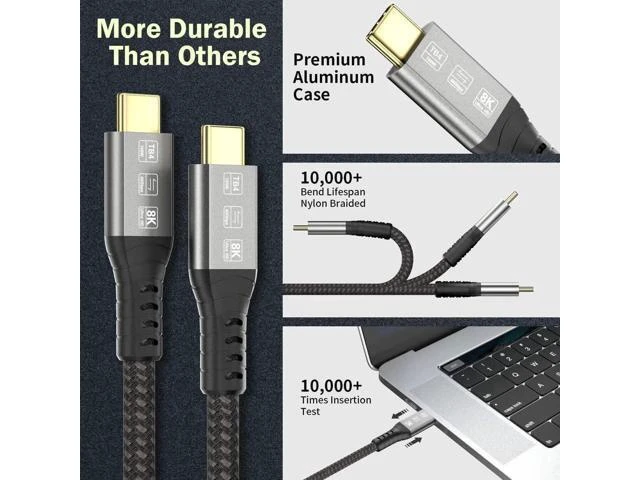 Alt view image 13 of 14 - AOMOPROING Thunderbolt 4 Cable 6.6ft, 40Gbps USB C to USB-C, 240W Cable Support 8K 60Hz Video, Compatible with Thunderbolt 4/3, USB4/3, Type C