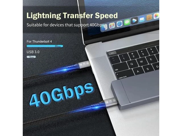 Alt view image 14 of 14 - AOMOPROING Thunderbolt 4 Cable 6.6ft, 40Gbps USB C to USB-C, 240W Cable Support 8K 60Hz Video, Compatible with Thunderbolt 4/3, USB4/3, Type C
