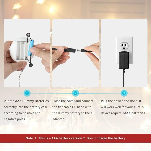 Alt view image 9 of 14 - AC Power Supply Adapter for AAA Battery Replace 3 AAA Battery Black