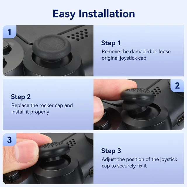 Alt view image 12 of 14 - ELUTENG Joystick Replacement Grip Caps for PS4/PS5 Controller 8 Pcs Anti-Slip Anti-Stickiness Anti-Scratch Joystick Caps Controller Thumbstick Grips Replacement Button Repair Part