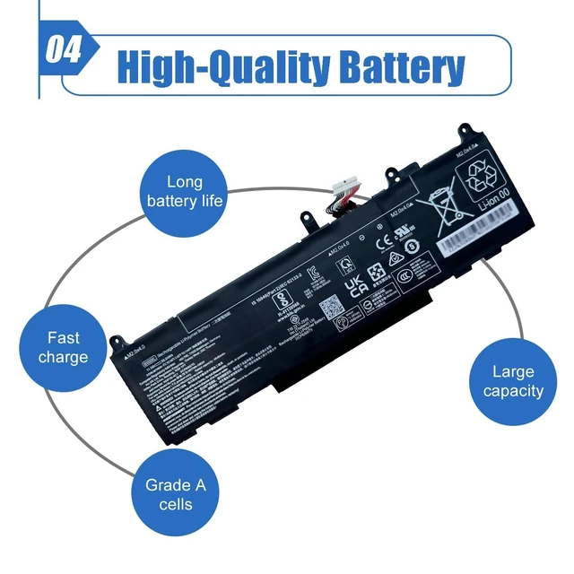 Alt view image 10 of 10 - Dentsing BX03XL Laptop Battery 56.04Wh Replacement for HP EliteBook 830 835 840 845 860 865 G11 ZBook Firefly 14 16 G11 Series BX03056XL HSTNN-OB3H N59733-AC1 HSTNN-AB1D N59733-B71 11.58V 4646mAh