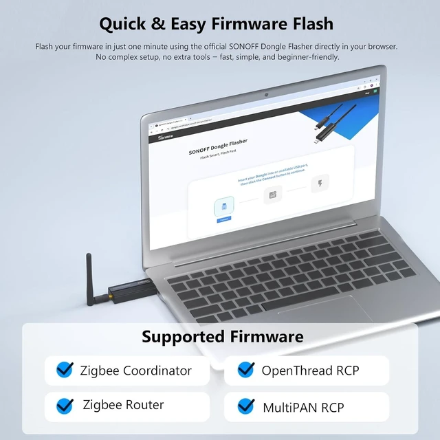Alt view image 13 of 14 - Sonoff Zigbee USB Dongle Plus-ZBDongle-E 3.0 External Antenna Interface SMA Gateway Universal, Pre-Installed with Zigbee Firmware Based on EZNet 6.10.3 Coordinated Home Assistant or Zigbee2MQTT