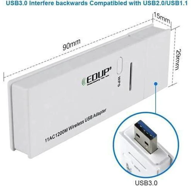 Alt view image 9 of 10 - 1200Mbps Mini 2.4/5Ghz WiFi Receiver Dual Band WiFi Dongle USB Wireless Wi-Fi Adapter USB Network Adapter USB3.0 for PC