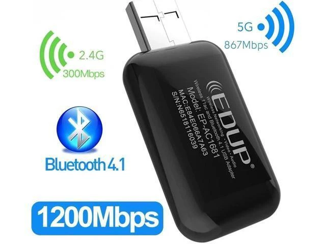 Alt view image 8 of 14 - 1300Mbps USB WIFI Bluetooth Adapter Transmitter Portable Dual band External USB Wireless Network Card 802.11ac for Laptop