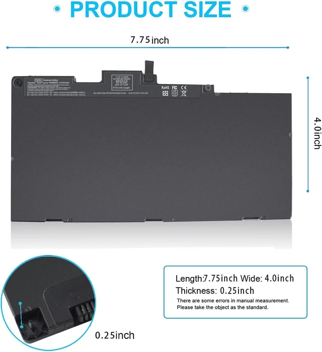 Alt view image 8 of 12 - CS03XL Notebook Battery for HP EliteBook 840 850 755 745 G3 G4 ZBook 15u G3 G4 Series 800513-001 854047-2C1 800231-141 800231-1C1 854047-1C1 996QA101H TA03XL TA03051XL CS03 CS03046XL CS03046XL-PL MT43