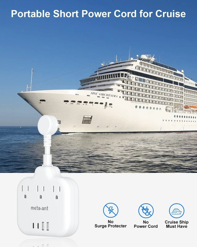 Alt view image 11 of 12 - Short Extension Cord 2 inch, Short Cord Power Strip with 3 Outlets 4 USB(2 USB-C) 17W, Flat Outlet Extender, Non-Blocking, Non-Surge Protection for Cruise Travel Dorm Kitchen Bathroom, White
