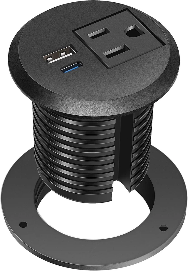 Alt view image 8 of 14 - Desktop Power Grommet, 2 inch, USB C PD 20W Fast Charging Station, Desk Hole Recessed Power Outlet,ETL Listed (1, 6 FT Cable)