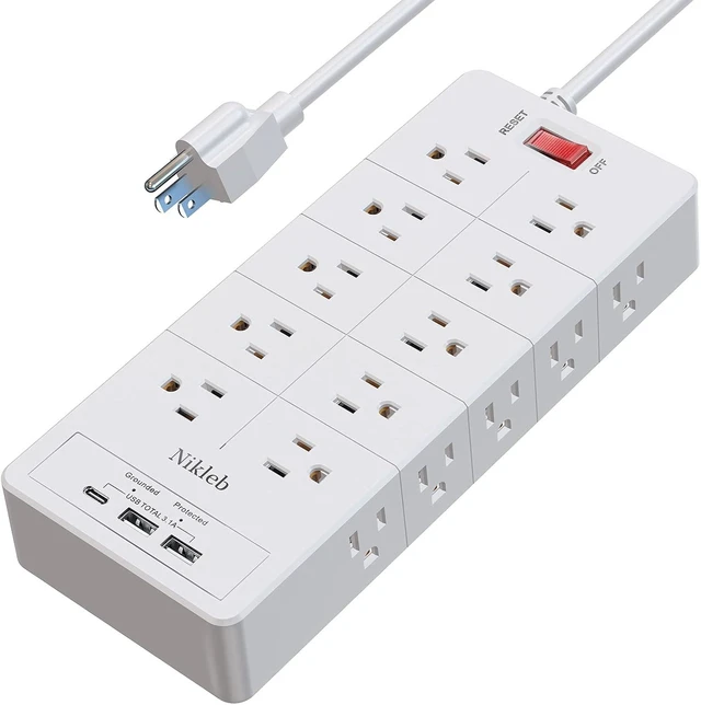 Alt view image 8 of 14 - Power Strip Surge Protector 23 in 1, 6ft Extension Cord with 3 USB Ports Smart 3.1A, Multiple Outlet Adapter 20 Outlets, Outlet Extender Cord Organizer for Office, College, Apartment, Gaming Stuff