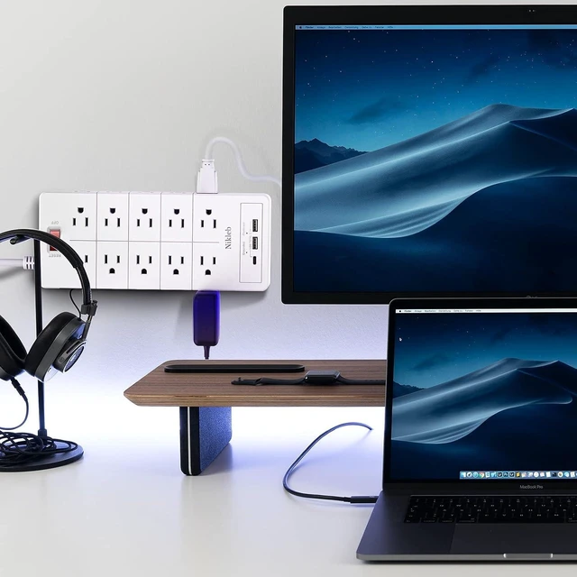 Alt view image 10 of 14 - Power Strip Surge Protector 23 in 1, 6ft Extension Cord with 3 USB Ports Smart 3.1A, Multiple Outlet Adapter 20 Outlets, Outlet Extender Cord Organizer for Office, College, Apartment, Gaming Stuff