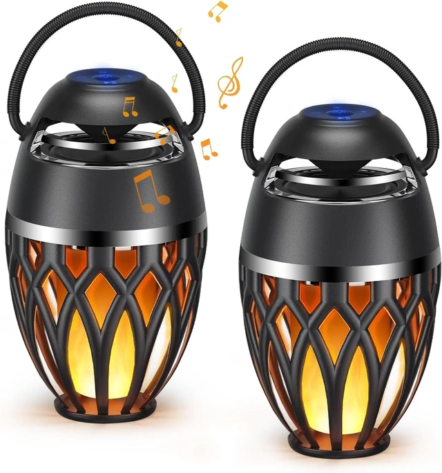 Alt view image 8 of 14 - 2 Pack Outdoor Bluetooth Speakers,Wireless Speaker with LED Flame Speaker BT 5.0,Waterproof Torch Lantern for Patio Pool Party,Gifts for Women Men