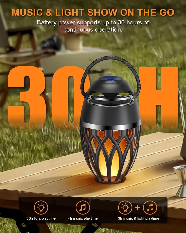 Alt view image 10 of 14 - 2 Pack Outdoor Bluetooth Speakers,Wireless Speaker with LED Flame Speaker BT 5.0,Waterproof Torch Lantern for Patio Pool Party,Gifts for Women Men