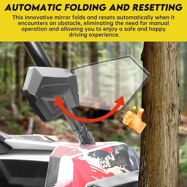 Alt view image 8 of 12 - UTV Mirrors,The Spring Back Feature Allows Easy Reset After Fold,2025 New SXS Mirrors Side View for 1.5"-2.0" Roll Cage,Compatible with Polaris RZR,Can Am X3,Kawasaki Mule KRX,Honda Pioneer