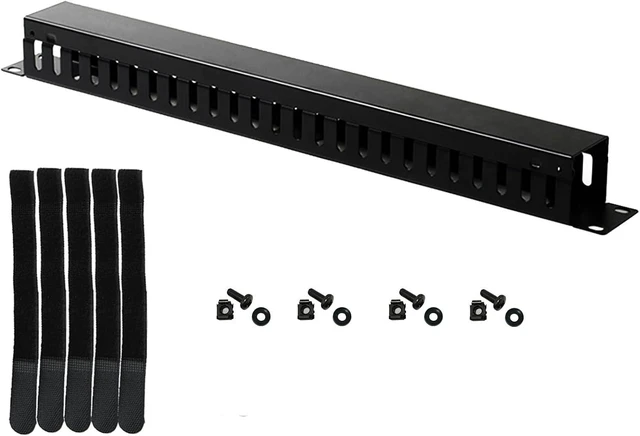 Alt view image 8 of 14 - 19 Inch 1U Cable Management Horizontal Cable Rack Mount Manager with mounting Screws for Service Rack Cabinet 24 Slot Finger Duct with Cover