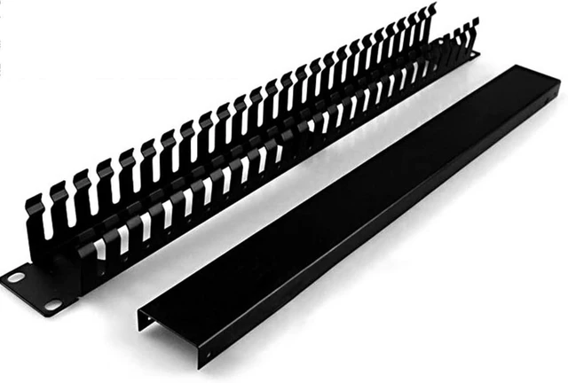 Alt view image 9 of 14 - 19 Inch 1U Cable Management Horizontal Cable Rack Mount Manager with mounting Screws for Service Rack Cabinet 24 Slot Finger Duct with Cover