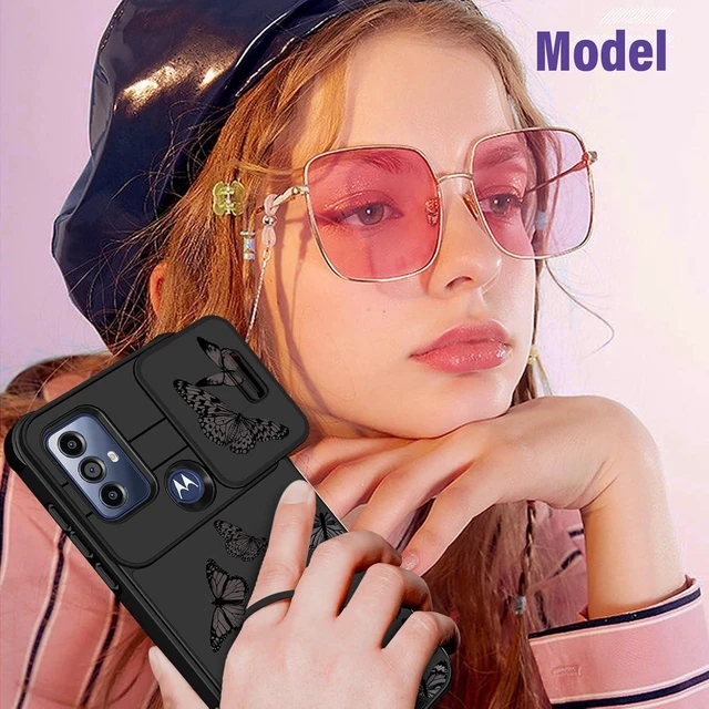 Alt view image 12 of 12 - for Moto G Play 2023 Case - for Moto G Pure Phone Case, for Motorola G Power 2022 Case Women Butterfly Cute Girls Cover Girly Pretty Black Butterfly Design with Camera Cover+Ring