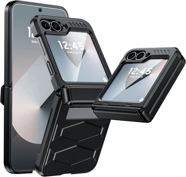 Alt view image 8 of 14 - Vizvera for Samsung Galaxy Z Flip 6 Case with Hinge Protection, Built-in Screen Protector Shockproof All-Inclusive Phone Cover for Z Flip 6/Z Flip 7 FE-Black