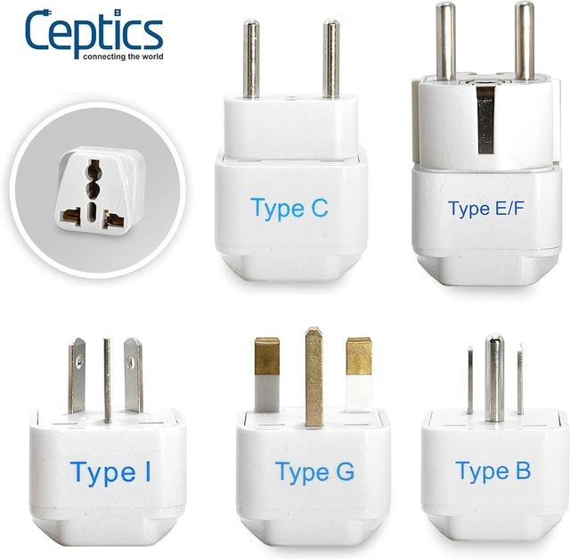 Alt view image 9 of 14 - Ceptics Adapter Plug Set for World Wide International Travel Use - Grounded Safe - Works with Cell Phones, Chargers, Batteries, Camera, and More