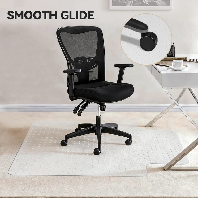 Alt view image 9 of 14 - Office Chair Mat for Carpet with Lip, Flat Shipping Heavy Duty Hard Clear Chair Mats, Under Desk Protector Floor Mat, Smooth Glide Plastic Rolling Computer ChairMat (32x48 Inch)