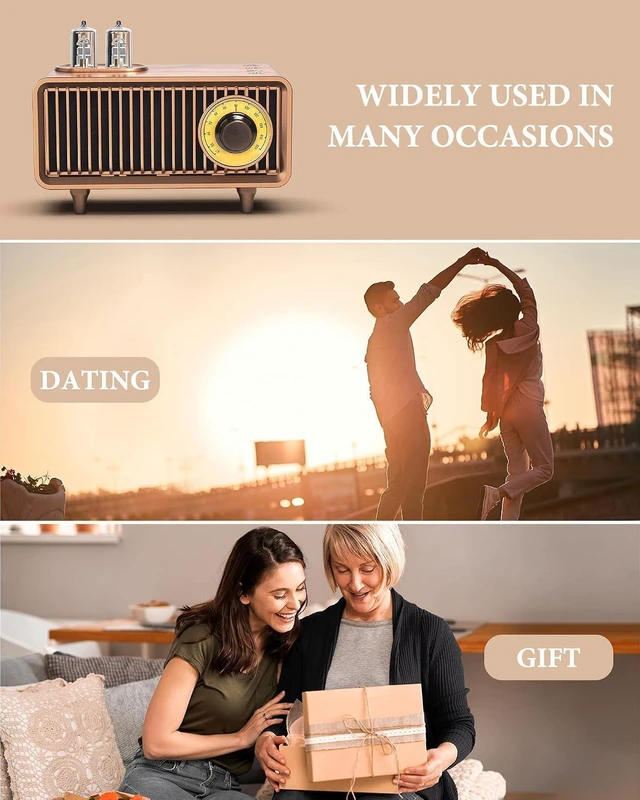 Alt view image 12 of 12 - COLSUR Retro Bluetooth Speaker, Vintage Radio, bass, Bluetooth 5.1 Wireless Connection, Suitable for Home Office, Outdoor Party, Portable Speaker, Suitable for iPhone, Android Speaker