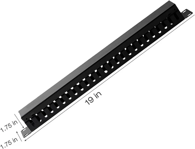 Alt view image 12 of 14 - 19 Inch 1U Cable Management Horizontal Cable Rack Mount Manager with mounting Screws for Service Rack Cabinet 24 Slot Finger Duct with Cover