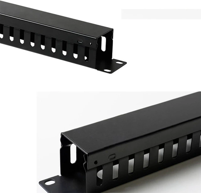 Alt view image 11 of 14 - 19 Inch 1U Cable Management Horizontal Cable Rack Mount Manager with mounting Screws for Service Rack Cabinet 24 Slot Finger Duct with Cover