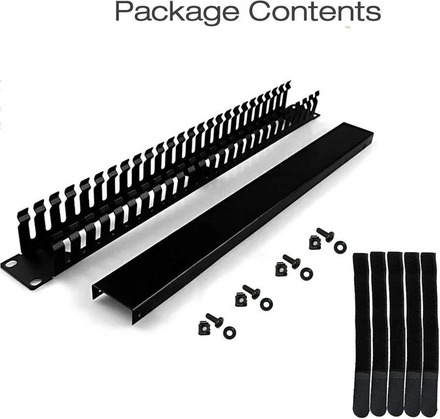 Alt view image 14 of 14 - 19 Inch 1U Cable Management Horizontal Cable Rack Mount Manager with mounting Screws for Service Rack Cabinet 24 Slot Finger Duct with Cover