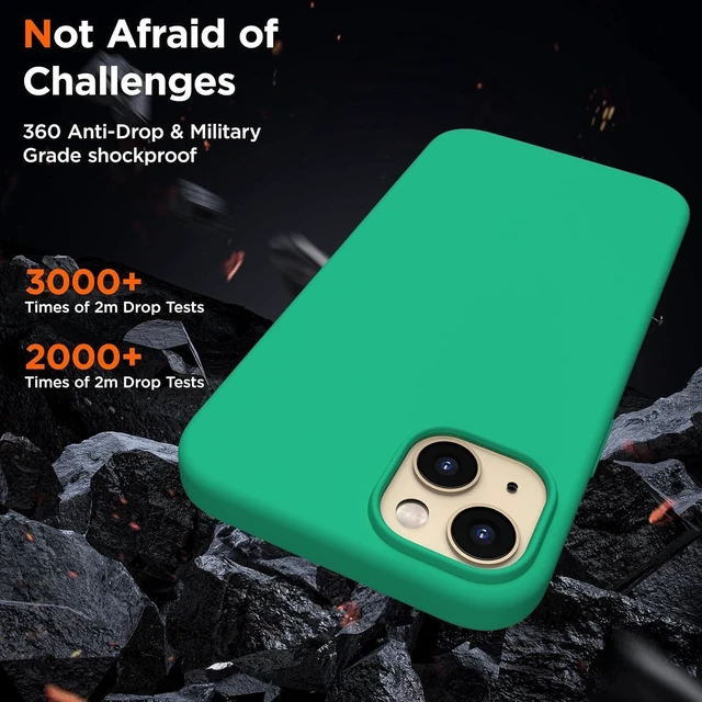 Alt view image 13 of 14 - Designed for iPhone 14 Plus Case Silicone, with 2X Screen Protectors, Full Body Shockproof Protective Cover, Liquid Silicone Slim Thin Phone Case for iPhone 14 Plus 6.7", Emerald Green