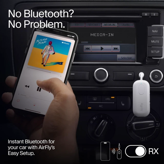 Alt view image 12 of 14 - Twelve South AirFly Pro | Bluetooth Wireless Transmitter/Receiver Adapter for 2 Headphones, Audio Sharing, Compatible with 3.5mm aux Jack for Airplanes, TV, Gym, Stereo, and Travel, 25+ Hr Battery