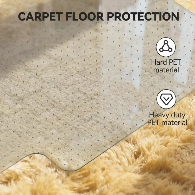 Alt view image 11 of 14 - Office Chair Mat for Carpet with Lip, Flat Shipping Heavy Duty Hard Clear Chair Mats, Under Desk Protector Floor Mat, Smooth Glide Plastic Rolling Computer ChairMat (32x48 Inch)