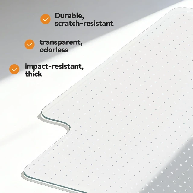 Alt view image 13 of 14 - Office Chair Mat for Carpet with Lip, Flat Shipping Heavy Duty Hard Clear Chair Mats, Under Desk Protector Floor Mat, Smooth Glide Plastic Rolling Computer ChairMat (32x48 Inch)