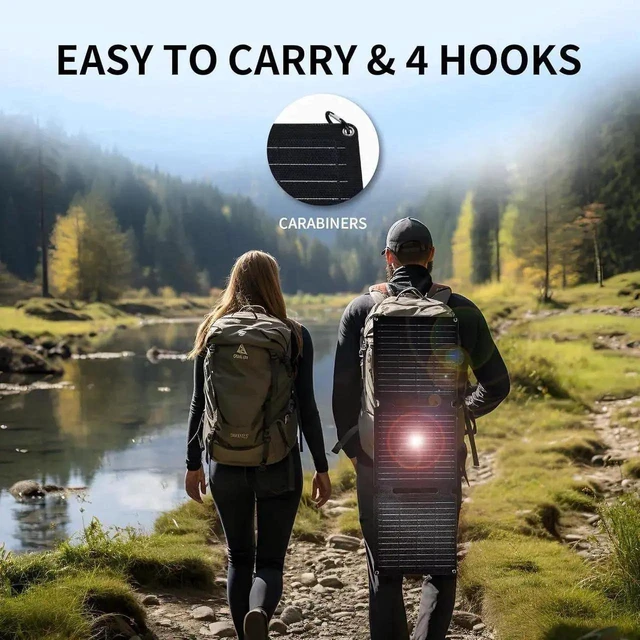Alt view image 11 of 14 - 30W Portable Solar Panel Foldable Solar Panels Charger for Camping Hiking Outdoor IP65 ETFE Waterproof Panel Solar Kit with 3 Transfer Conectors DC/Type-C/USB/QC3.0 Output