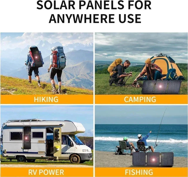 Alt view image 14 of 14 - 30W Portable Solar Panel Foldable Solar Panels Charger for Camping Hiking Outdoor IP65 ETFE Waterproof Panel Solar Kit with 3 Transfer Conectors DC/Type-C/USB/QC3.0 Output