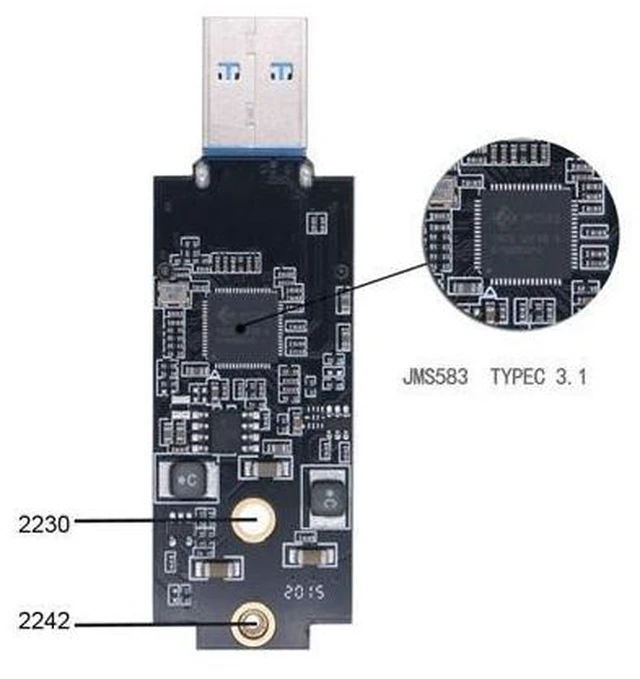 Alt view image 11 of 14 - CY M.2 NVME SSD Enclosure Adapter USB 3.1 Gen2 10Gbp to NVME PCI-E M-Key Solid State Drive External Enclosure for 2242mm 2230mm NVMe M-Key M.2 SSD