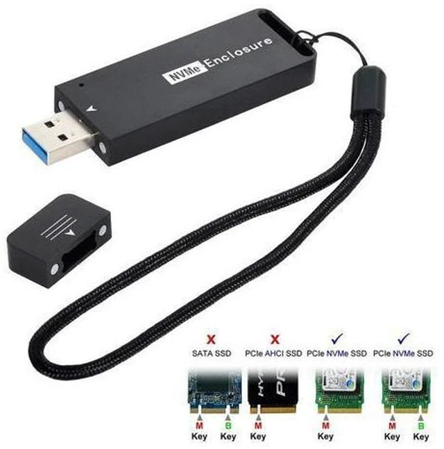 Alt view image 14 of 14 - CY M.2 NVME SSD Enclosure Adapter USB 3.1 Gen2 10Gbp to NVME PCI-E M-Key Solid State Drive External Enclosure for 2242mm 2230mm NVMe M-Key M.2 SSD