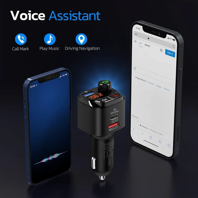 Alt view image 12 of 12 - Nulaxy Bluetooth 5.0 FM Transmitter for Car, QC3.0 & USB-C PD 18W Wireless Bluetooth Radio Adapter Music Player Car Kit with Bass Booster, Hands-Free Calls-NX12