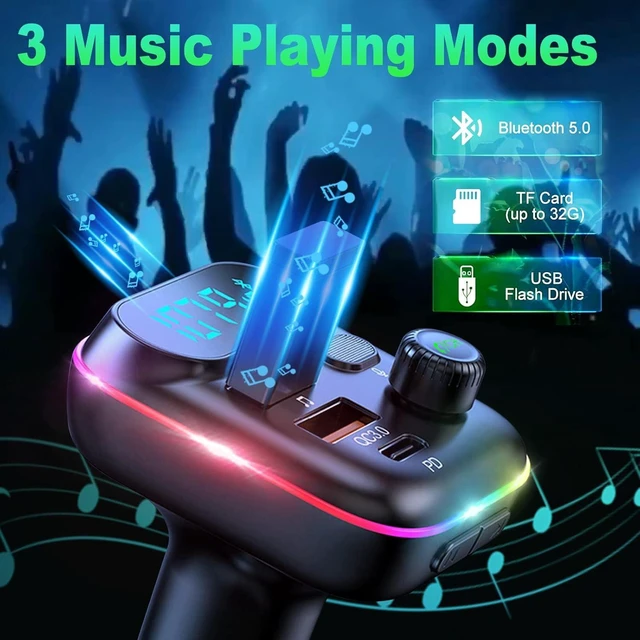 Alt view image 13 of 14 - VR robot Upgraded Bluetooth FM Transmitter for Car, Wireless Bluetooth 5.0 FM Car Adapter with Dual USB Ports,Support 20W PD+QC3.0 Fast Charger, Stronger Microphone,7 Colors LED Backlit
