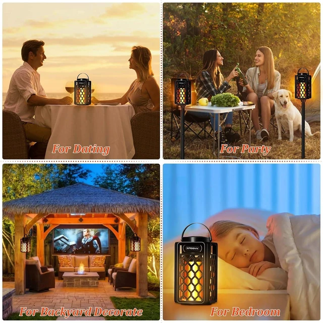 Alt view image 14 of 14 - 2 Pack Outdoor Bluetooth Speakers, Portable Led Flame Speaker Waterproof with Torch Atmosphere 10w Enhanced Bass for Patio Porch Garden Home Backyard Decor, Gifts for Men Women Couples Dads Moms