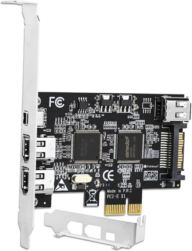 Alt view image 6 of 10 - FebSmart 4 Ports PCIE Firewire 400 1394A Expansion Card, Texas Instruments TI TSB43AB23, Plug and Play on Windows and MAC Desktop PCs, 3X 6Pin and 1X 4Pin 1394A Ports, 400Mbps Max Speed (FS-FW400