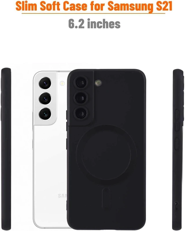 Alt view image 8 of 12 - Magnetic for Samsung Galaxy S21 Case,Soft Silicone Samsung Galaxy S21 Phone Case with Camera Protection,Anti-Scratch Samsung Galaxy S21 Case Compatible with MagSafe, Black