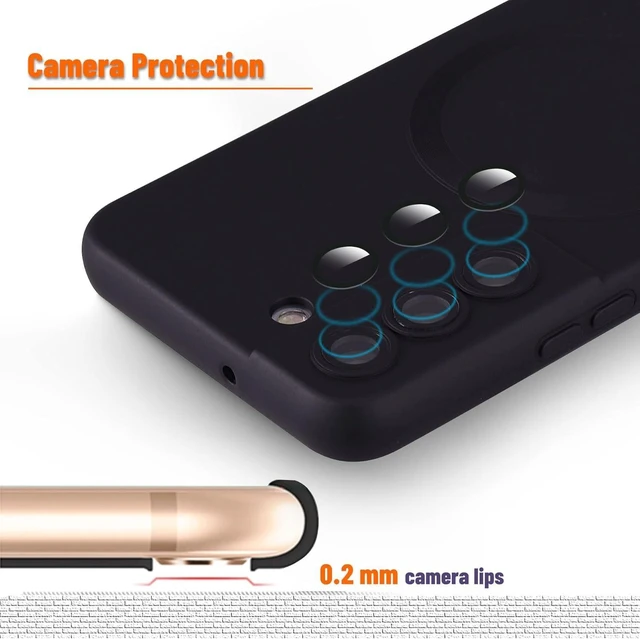 Alt view image 10 of 12 - Magnetic for Samsung Galaxy S21 Case,Soft Silicone Samsung Galaxy S21 Phone Case with Camera Protection,Anti-Scratch Samsung Galaxy S21 Case Compatible with MagSafe, Black