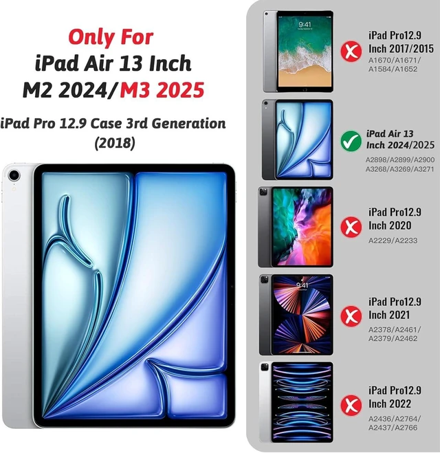 Alt view image 9 of 14 - ZtotopCases for iPad Air 13 inch M3 2025 & 2024 M2 Case/iPad Pro 12.9 Case 3rd Generation 2018, Premium Leather Folio Cover (Supports iPad Pencil Charging), Auto Sleep/Wake, Multiple 4 Angles Blue