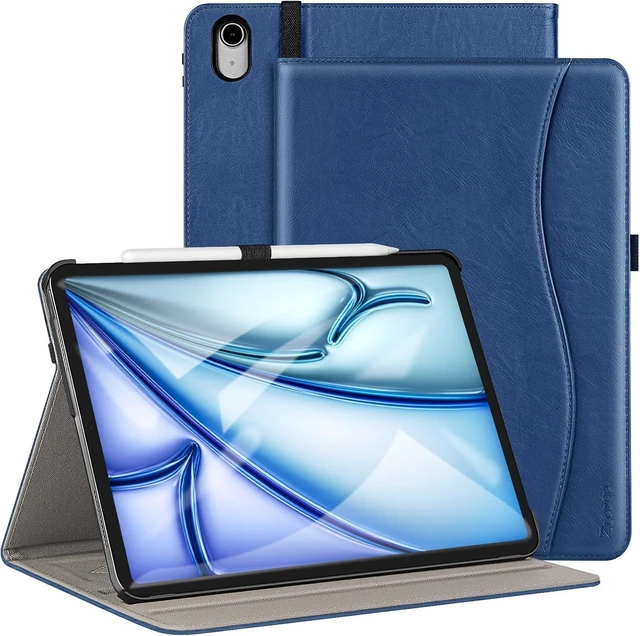 Alt view image 8 of 14 - ZtotopCases for iPad Air 13 inch M3 2025 & 2024 M2 Case/iPad Pro 12.9 Case 3rd Generation 2018, Premium Leather Folio Cover (Supports iPad Pencil Charging), Auto Sleep/Wake, Multiple 4 Angles Blue