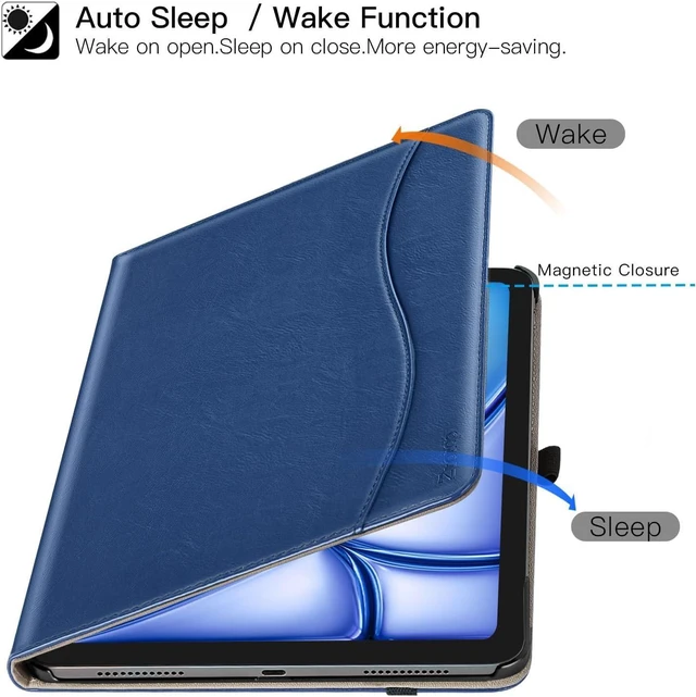 Alt view image 13 of 14 - ZtotopCases for iPad Air 13 inch M3 2025 & 2024 M2 Case/iPad Pro 12.9 Case 3rd Generation 2018, Premium Leather Folio Cover (Supports iPad Pencil Charging), Auto Sleep/Wake, Multiple 4 Angles Blue