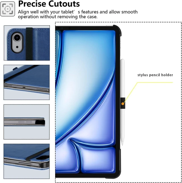 Alt view image 12 of 14 - ZtotopCases for iPad Air 13 inch M3 2025 & 2024 M2 Case/iPad Pro 12.9 Case 3rd Generation 2018, Premium Leather Folio Cover (Supports iPad Pencil Charging), Auto Sleep/Wake, Multiple 4 Angles Blue