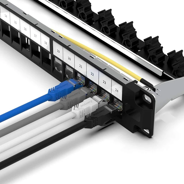 Alt view image 13 of 14 - AMPCOM 24 Ports 1U Blank Keystone Patch Panel, 19 inch Rack or Wall Mount with Rear Cable Management Panel for Ethernet CAT5e/CAT6/CAT7, USB, HDMI