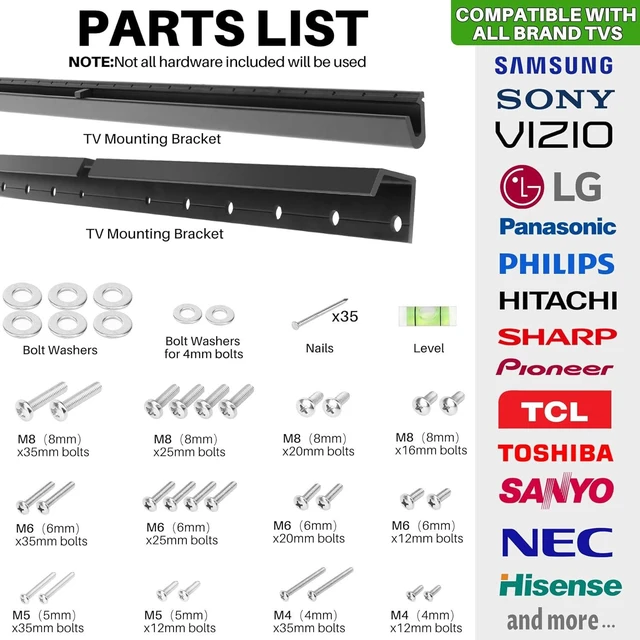 Alt view image 12 of 14 - Studless TV Wall Mount, No Drill Drywall TV Mount for 32-75 Inch Smart TVs, Max VESA 600x400mm, Low Profile, No Stud, No Anchors, Tv Wall Bracket Hanger, Holds up to 150 lbs
