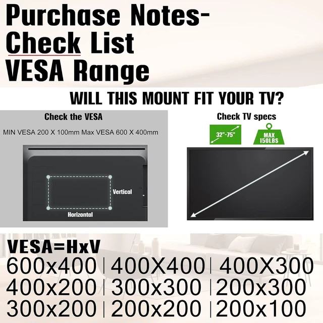 Alt view image 10 of 14 - Studless TV Wall Mount, No Drill Drywall TV Mount for 32-75 Inch Smart TVs, Max VESA 600x400mm, Low Profile, No Stud, No Anchors, Tv Wall Bracket Hanger, Holds up to 150 lbs
