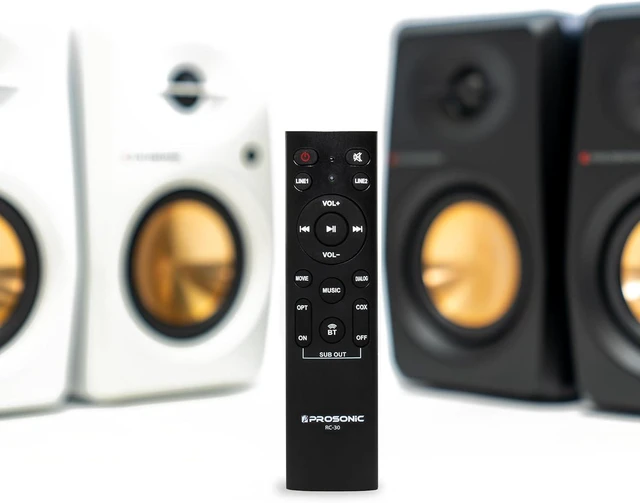Alt view image 13 of 14 - Active Bluetooth Bookshelf Speaker Studio Monitor Home Theater, Optical Input, Coaxial Input, 2 x RCA Aux Input, 30 Watts x 2 (White)